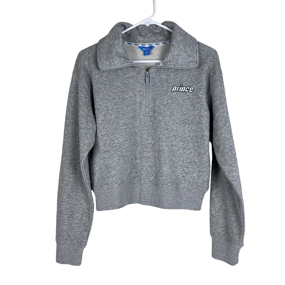 Prince Pickleball Quarter Zip Women Small Sweatshirt Grey Powder‎ Heather Sporty